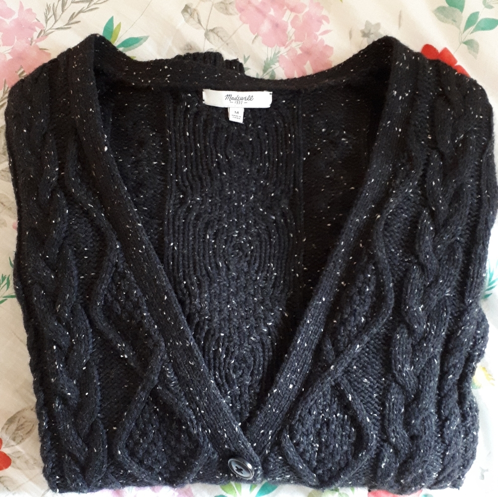 Madewell Black Cable Knit Cardgian
